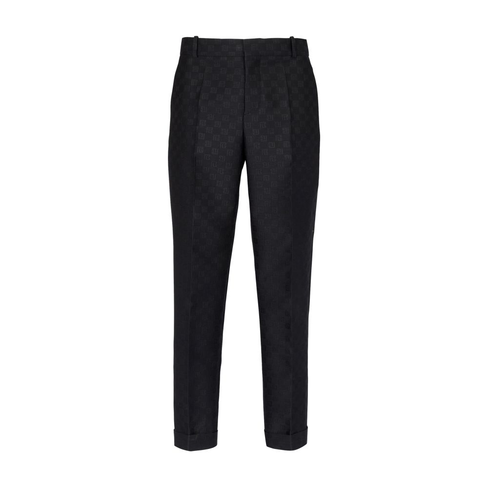 Balmain Straight-Leg Mini Monogrammed Trousers