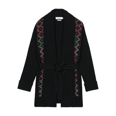  Naja wool and cashmere wrap cardigan with Slavic pattern