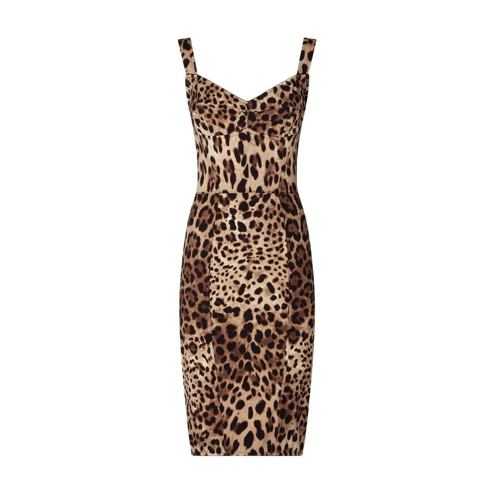 Dolce & Gabbana Leopard-print cady corset-style midi dress