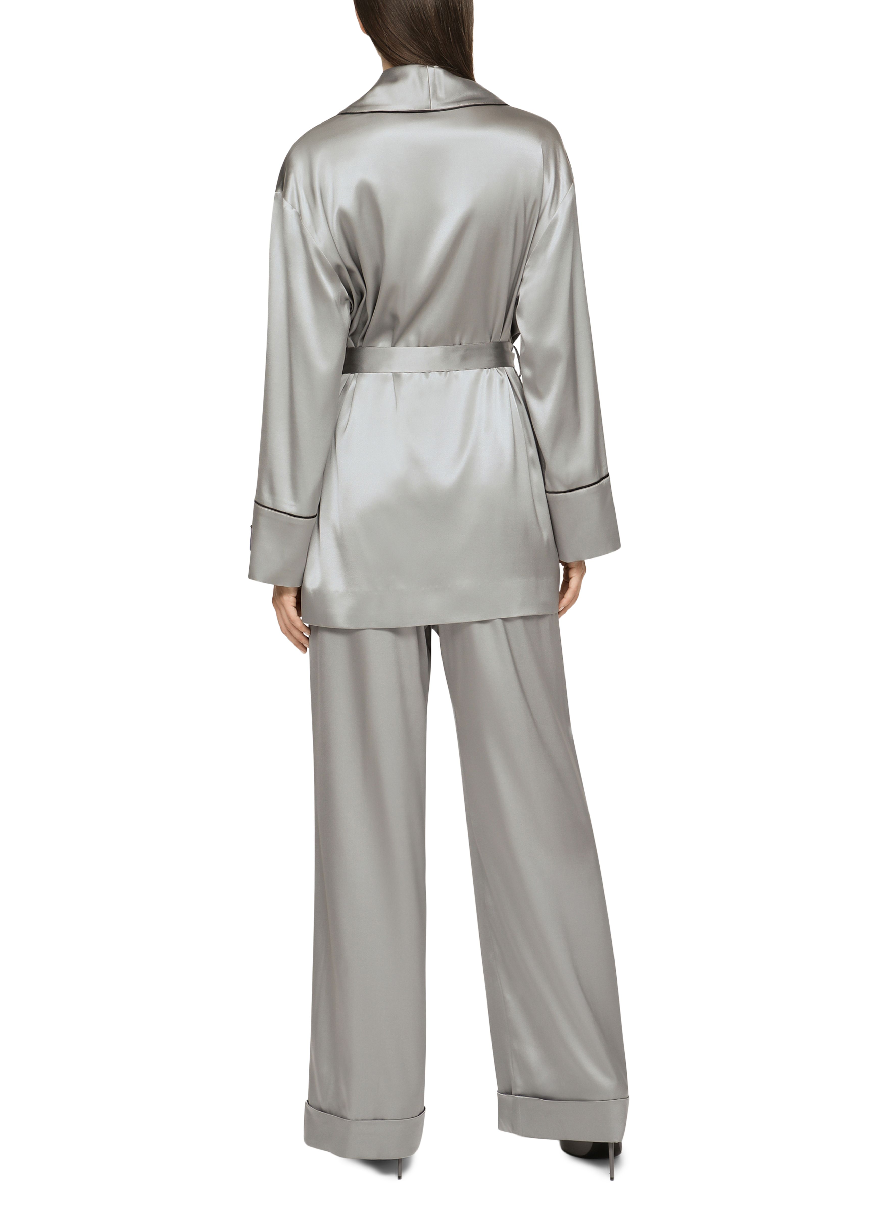 Dolce & Gabbana KIM DOLCE & GABBANA Satin pajama shirt with belt