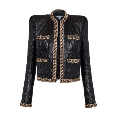 Balmain Quilted Leather and Chains Jacket