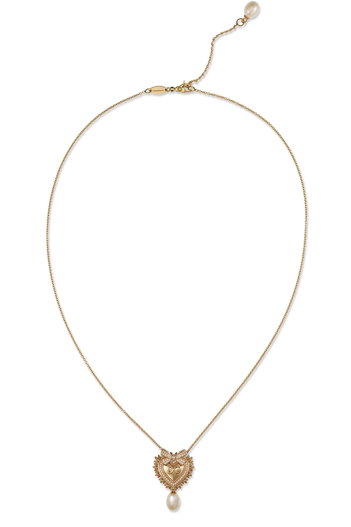 Dolce & Gabbana Devotion necklace in yellow gold with diamonds and pearls