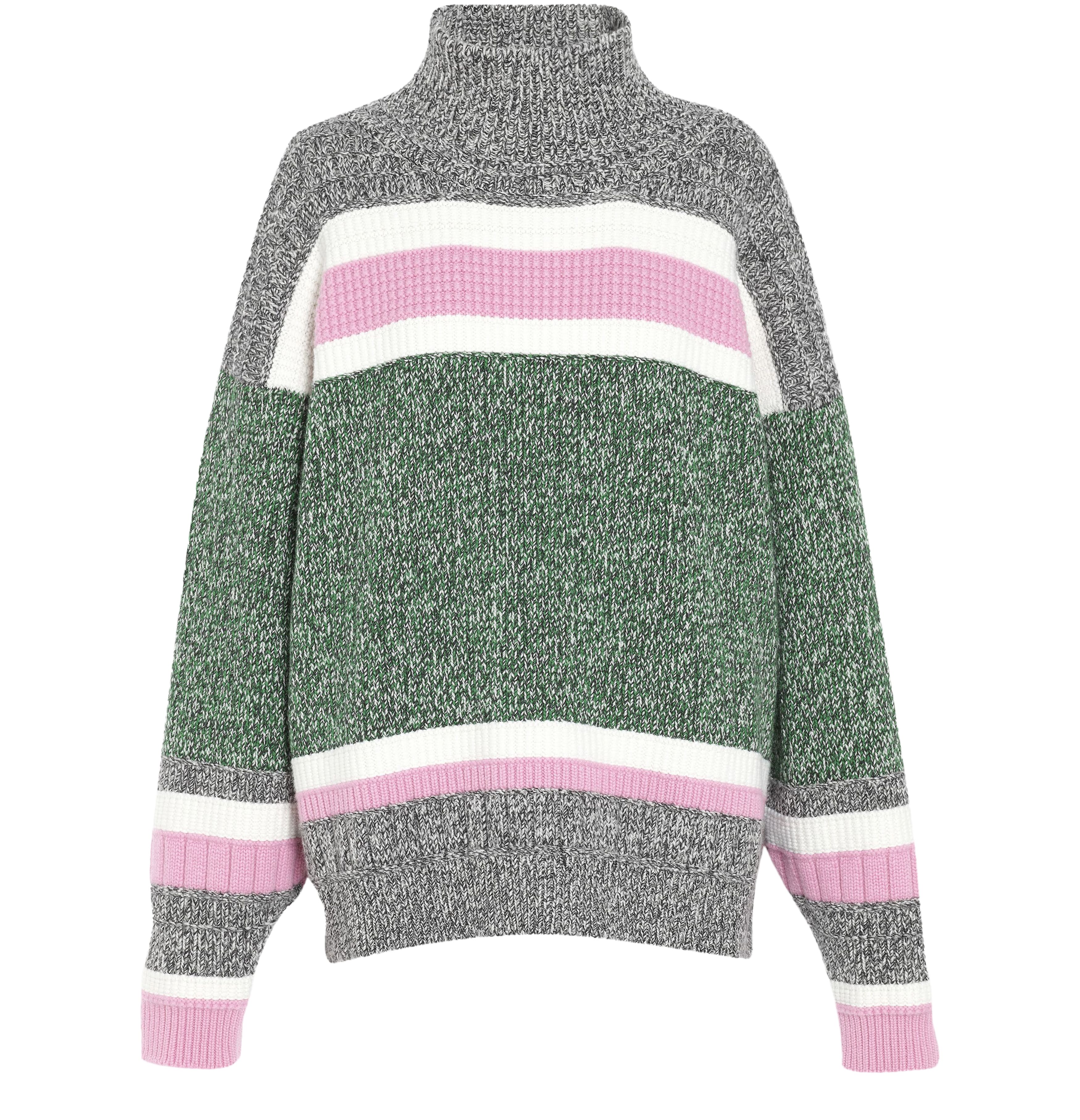 Barrie Striped cashmere roll neck jumper