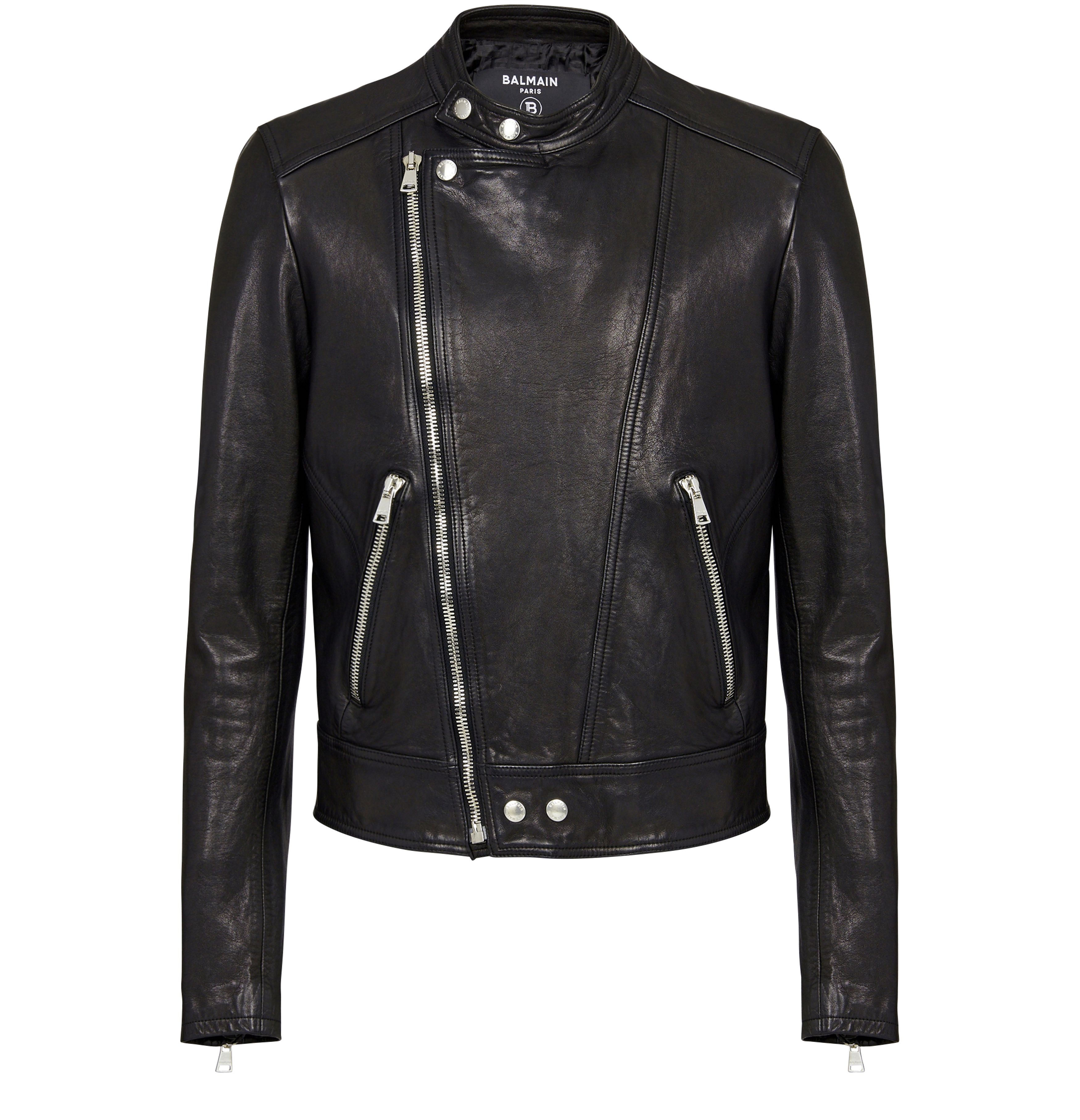 Balmain Leather biker jacket with zipper