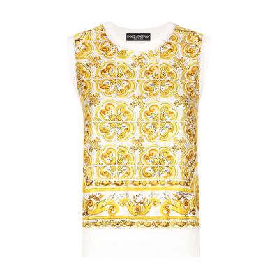 Dolce & Gabbana Majolica panel sleeveless sweater