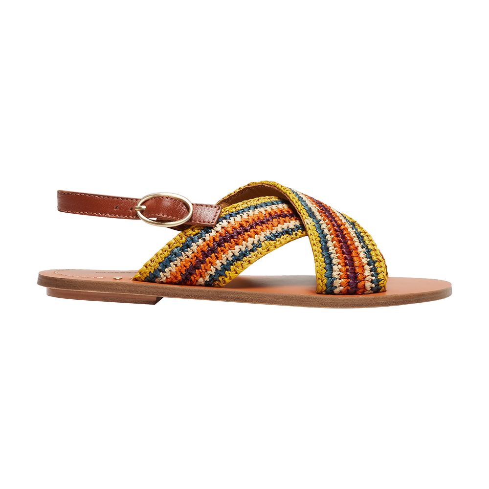  Flat raffia sandals