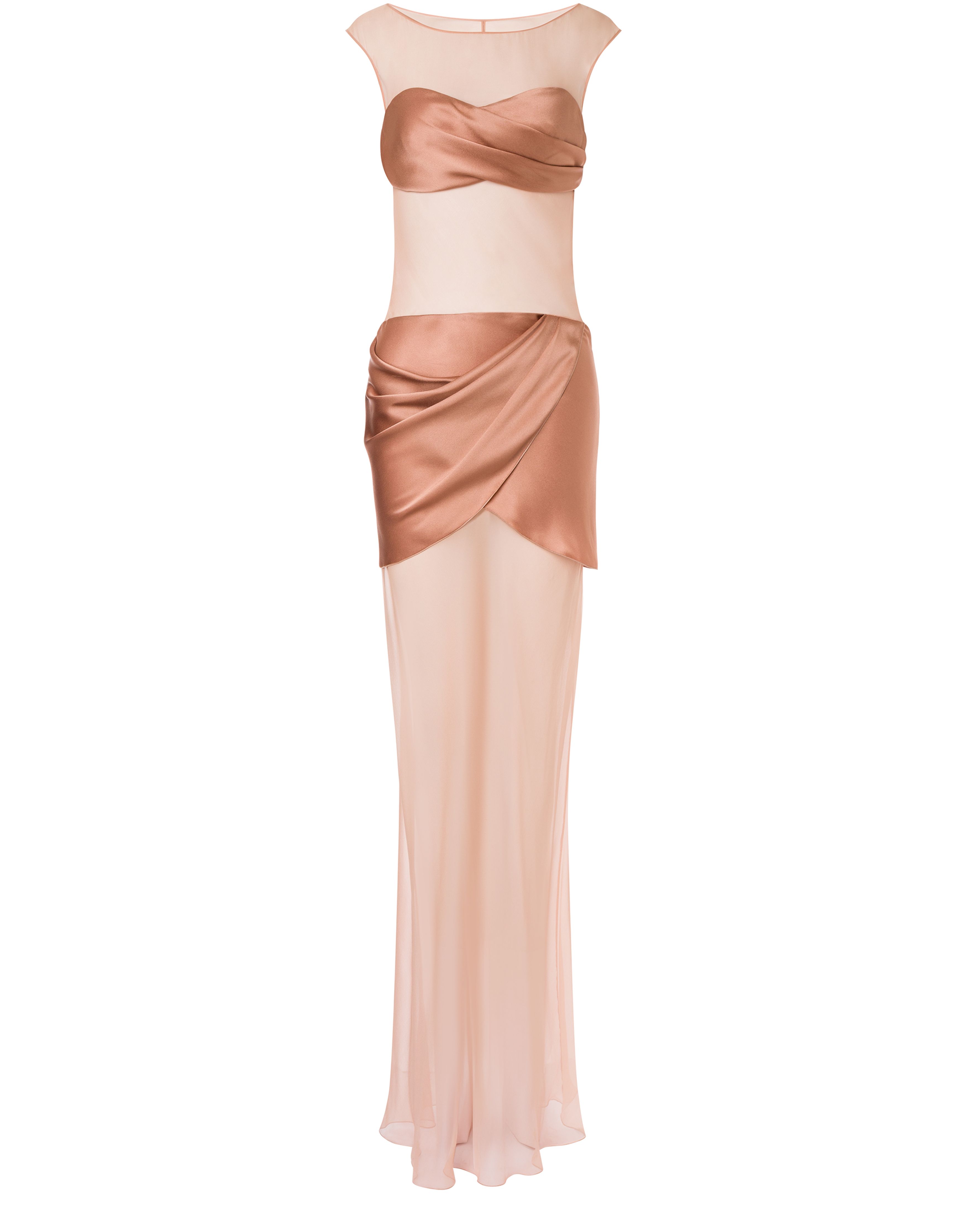 Alberta Ferretti Longuette dress in satin and chiffon