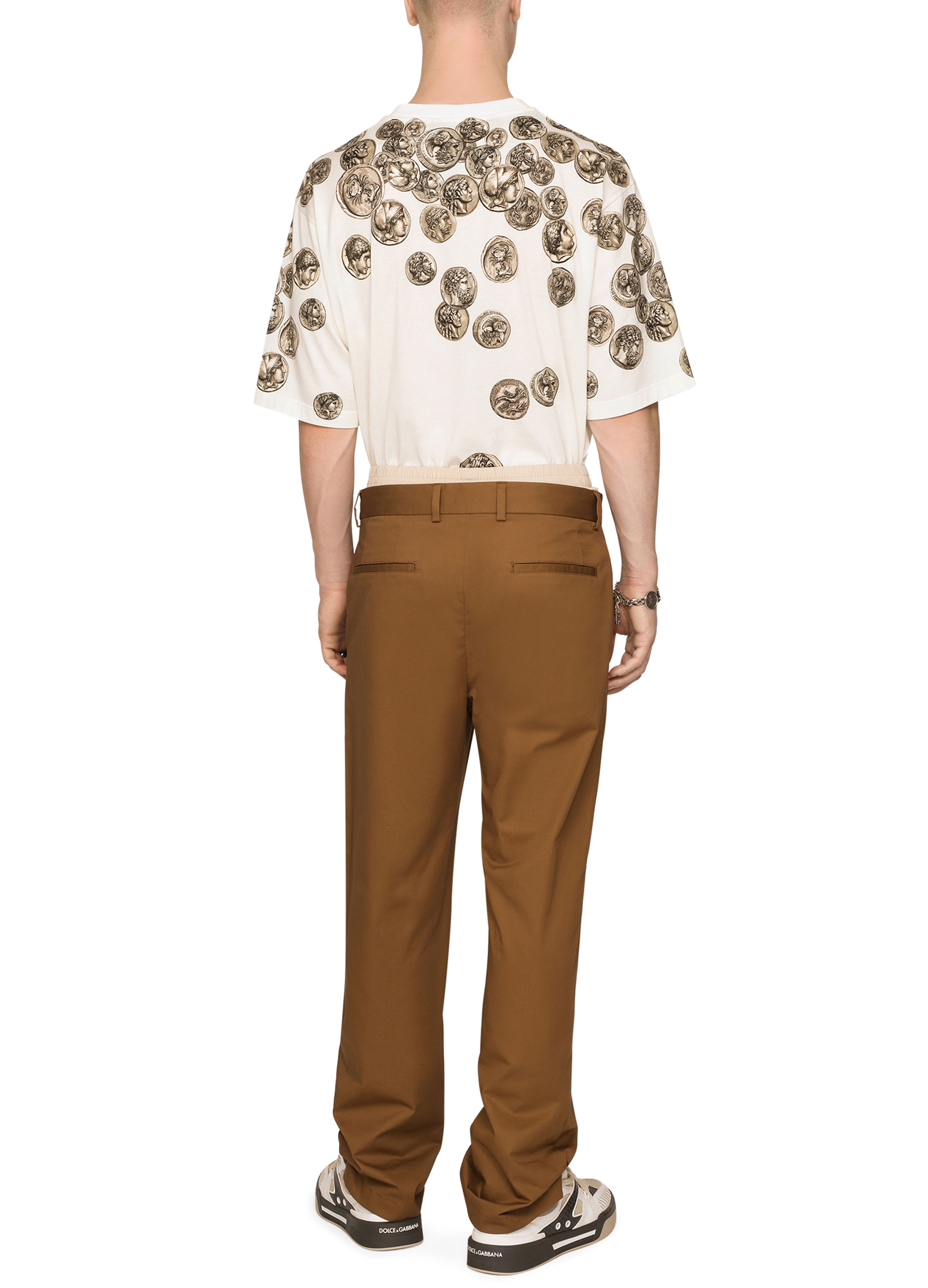 Dolce & Gabbana Gabardine Stretch Pants with Logo Label