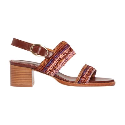  Sandals in raffia & leather