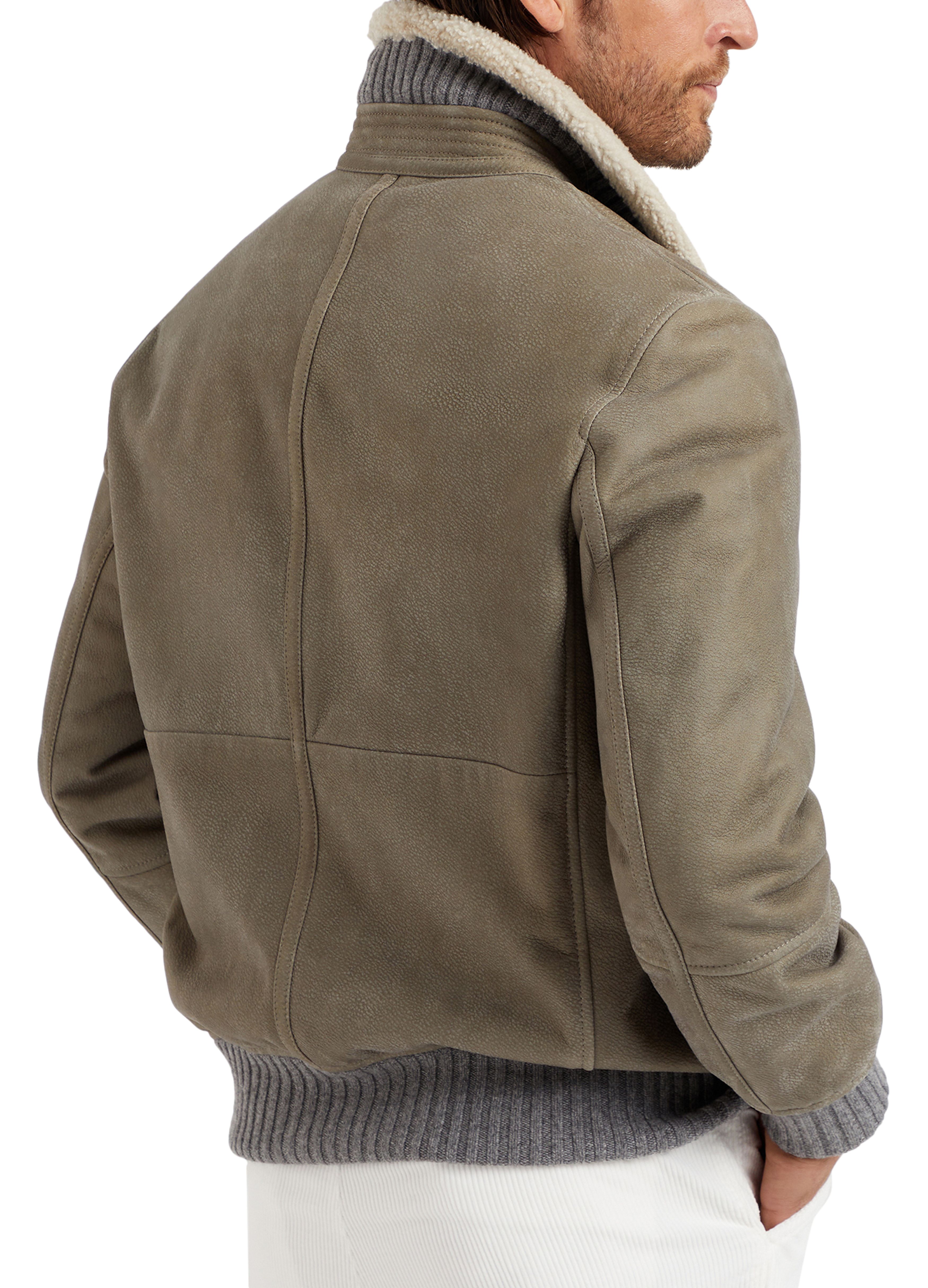 Brunello Cucinelli Nubuck shearling bomber jacket