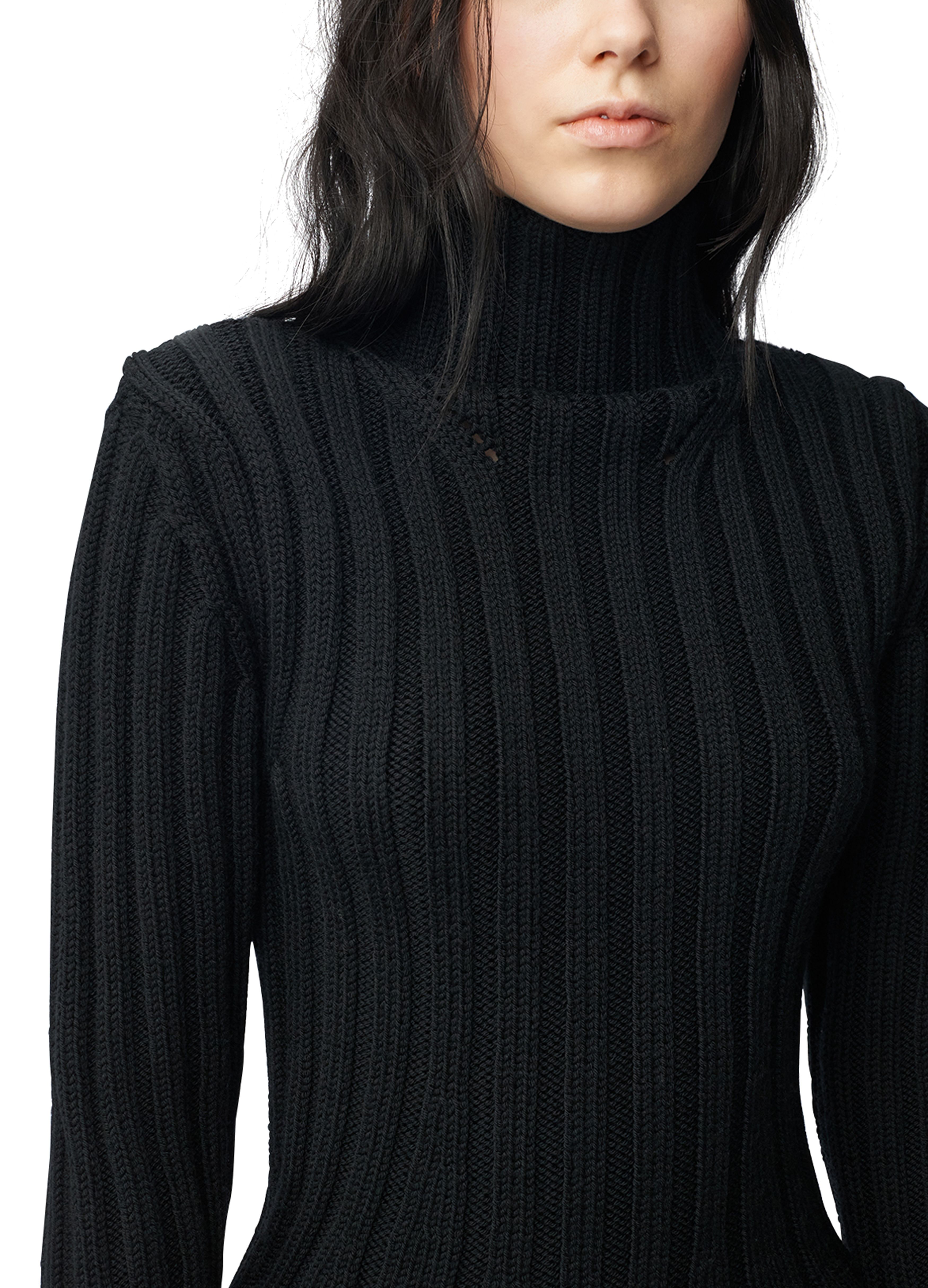 Ann Demeulemeester Tia Cropped Rib Darted High Neck Sweater