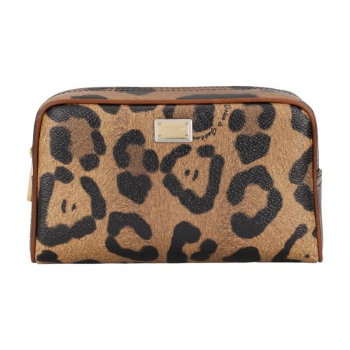 Dolce & Gabbana Leopard-print Crespo toiletry bag with branded plate