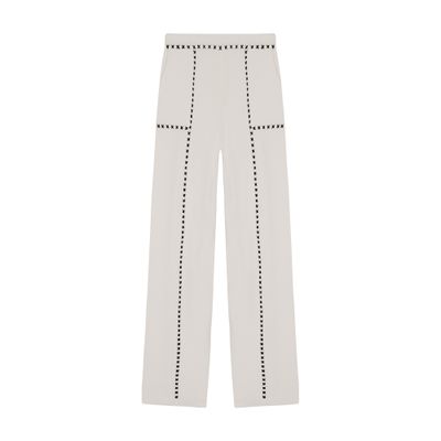  Karolia wide-fit topstitched wool pants