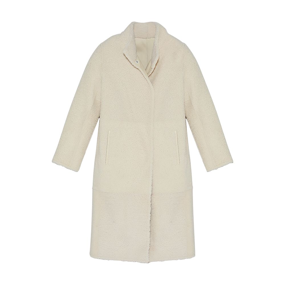 Yves Salomon Belted maxi coat with merinillo lambswool collar