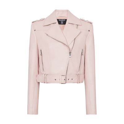 Balmain Cropped leather biker jacket