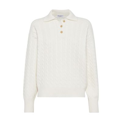 Brunello Cucinelli Polo-style sweater with monili