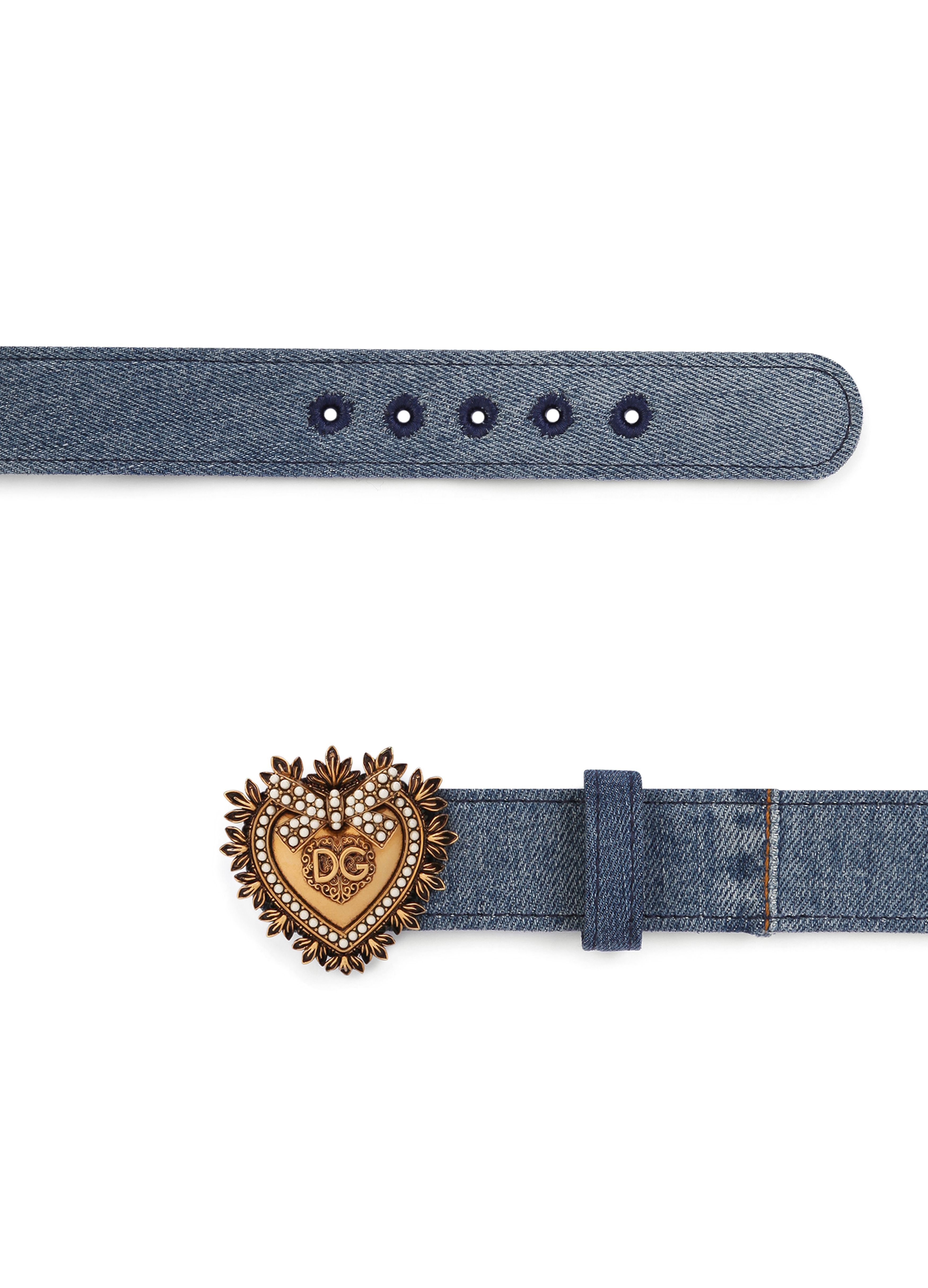 Dolce & Gabbana Devotion belt in patchwork denim