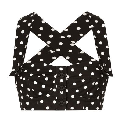 Dolce & Gabbana Polka-dot print cotton corset top