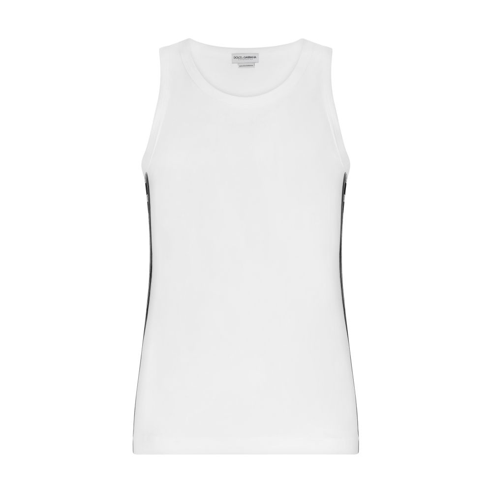 Dolce & Gabbana Two-way stretch cotton singlet with patch