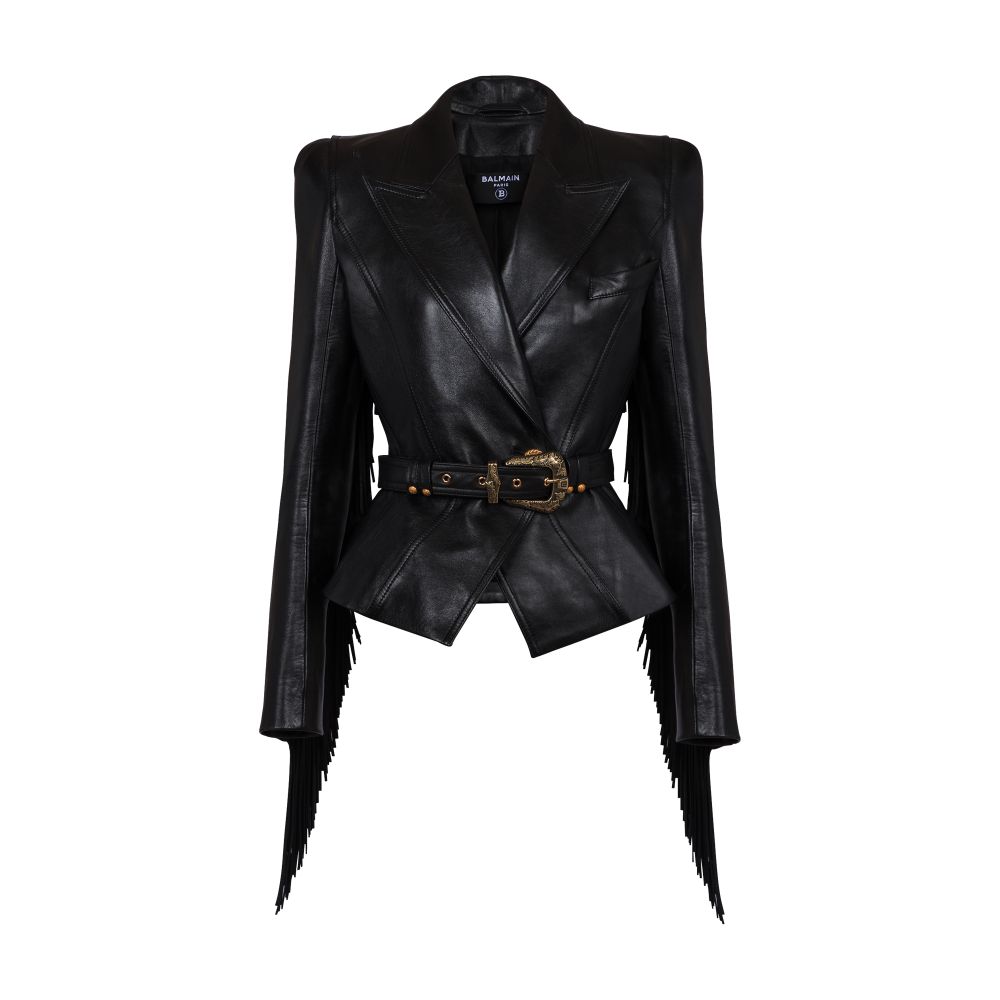 Balmain Jolie Madame fringed leather jacket