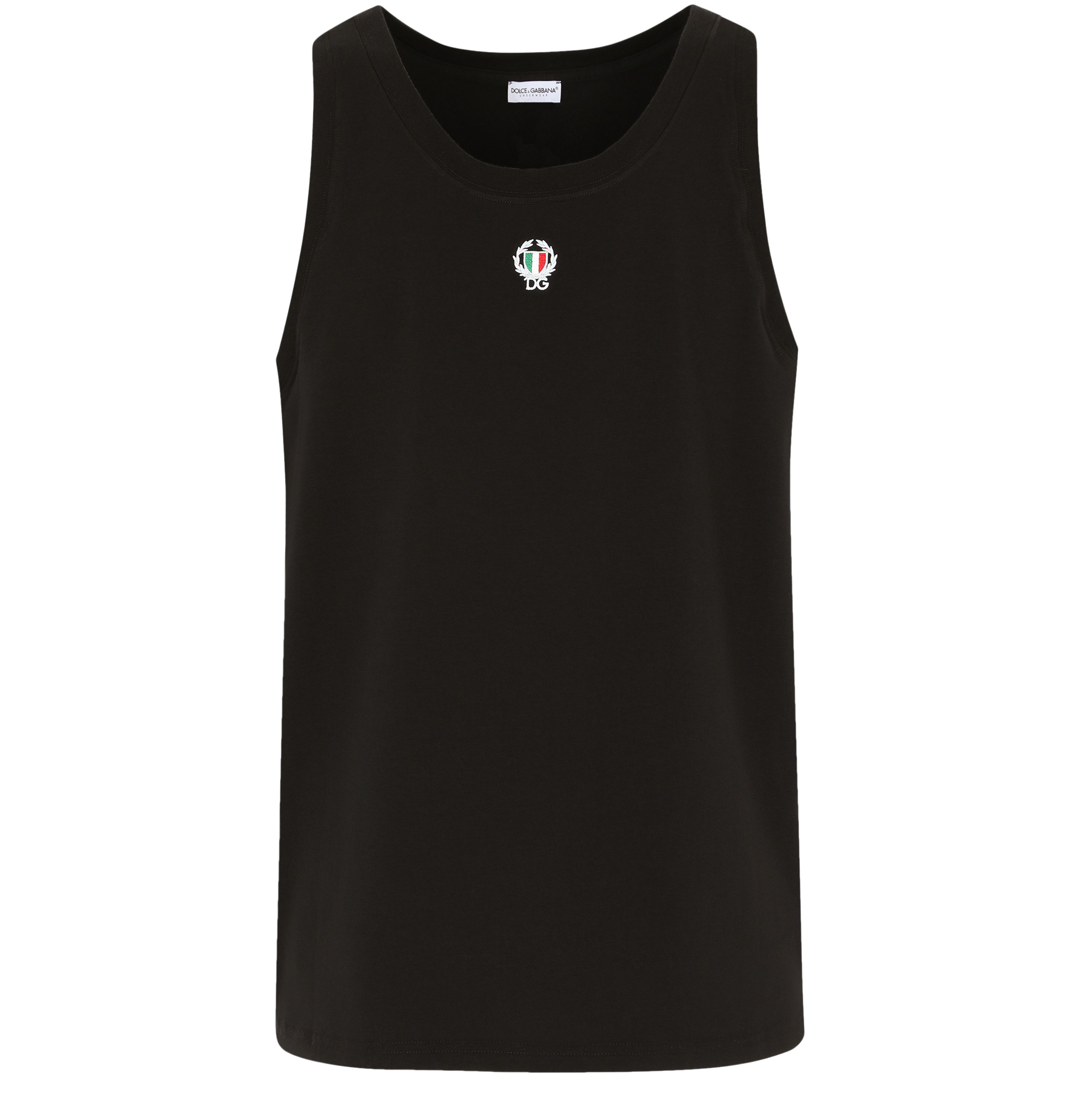 Dolce & Gabbana Two-way stretch cotton singlet with patch