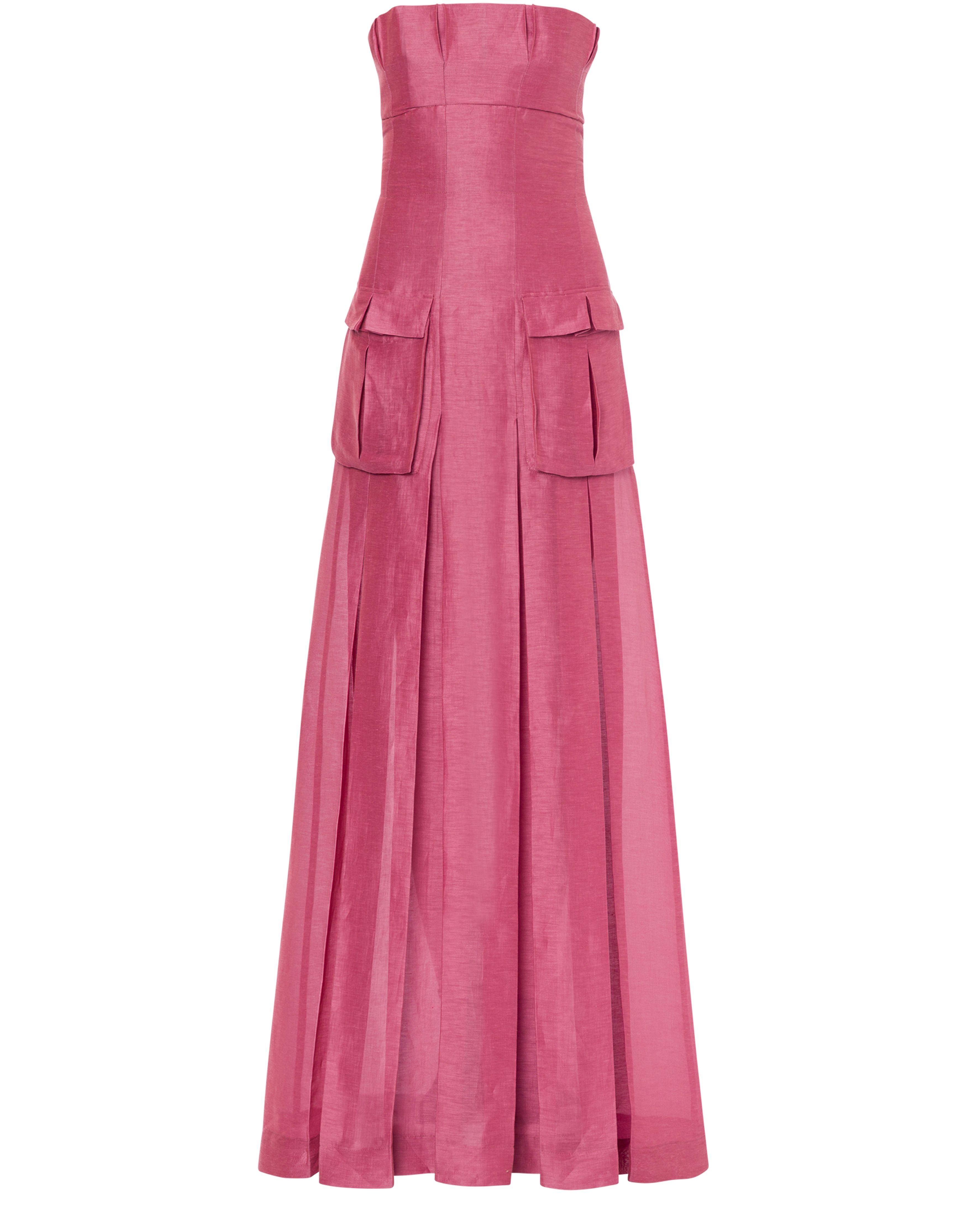 Alberta Ferretti Long dress in linen silk with pockets