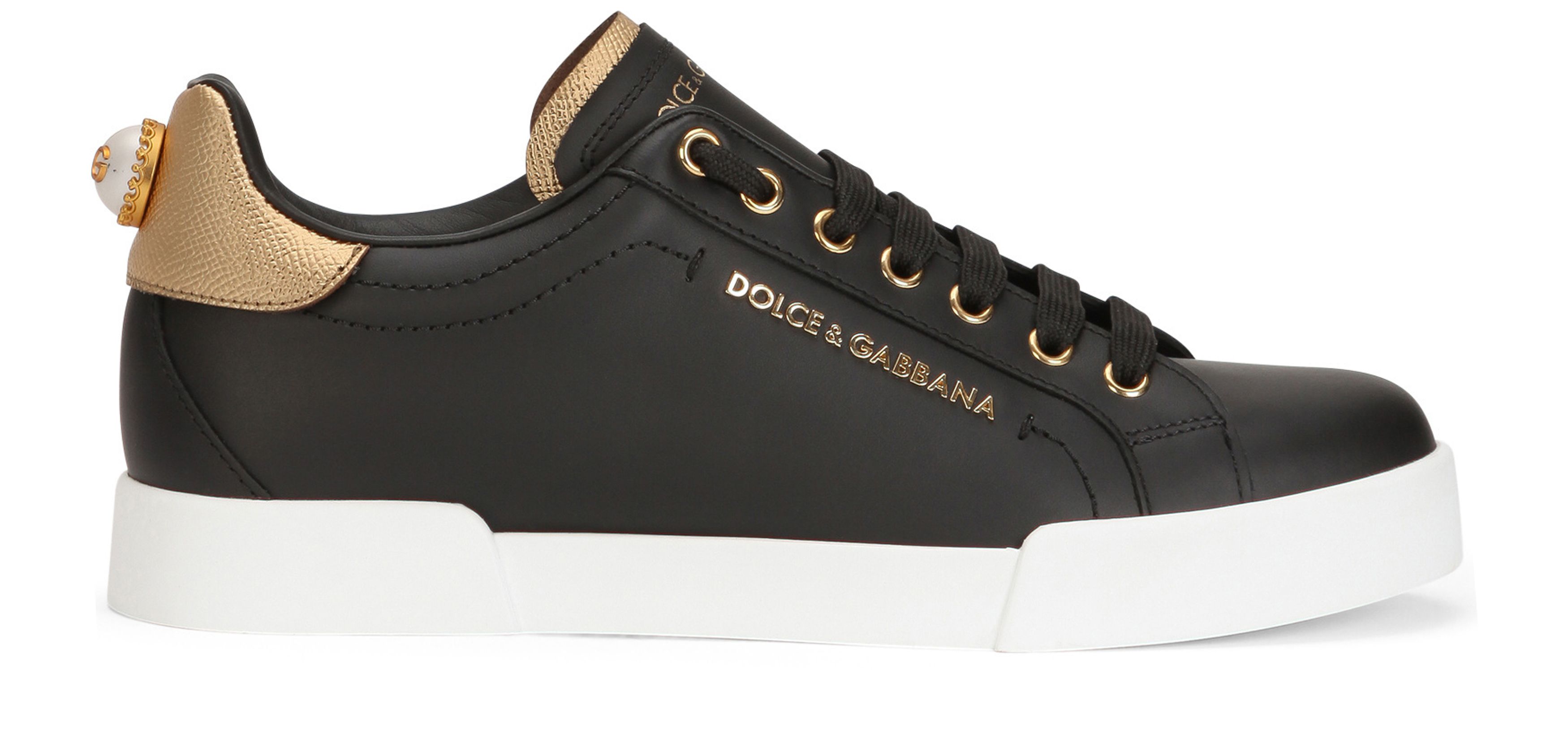 Dolce & Gabbana Portofino calfskin nappa sneakers with lettering