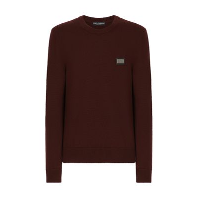 Dolce & Gabbana Wool round-neck sweater with branded tag