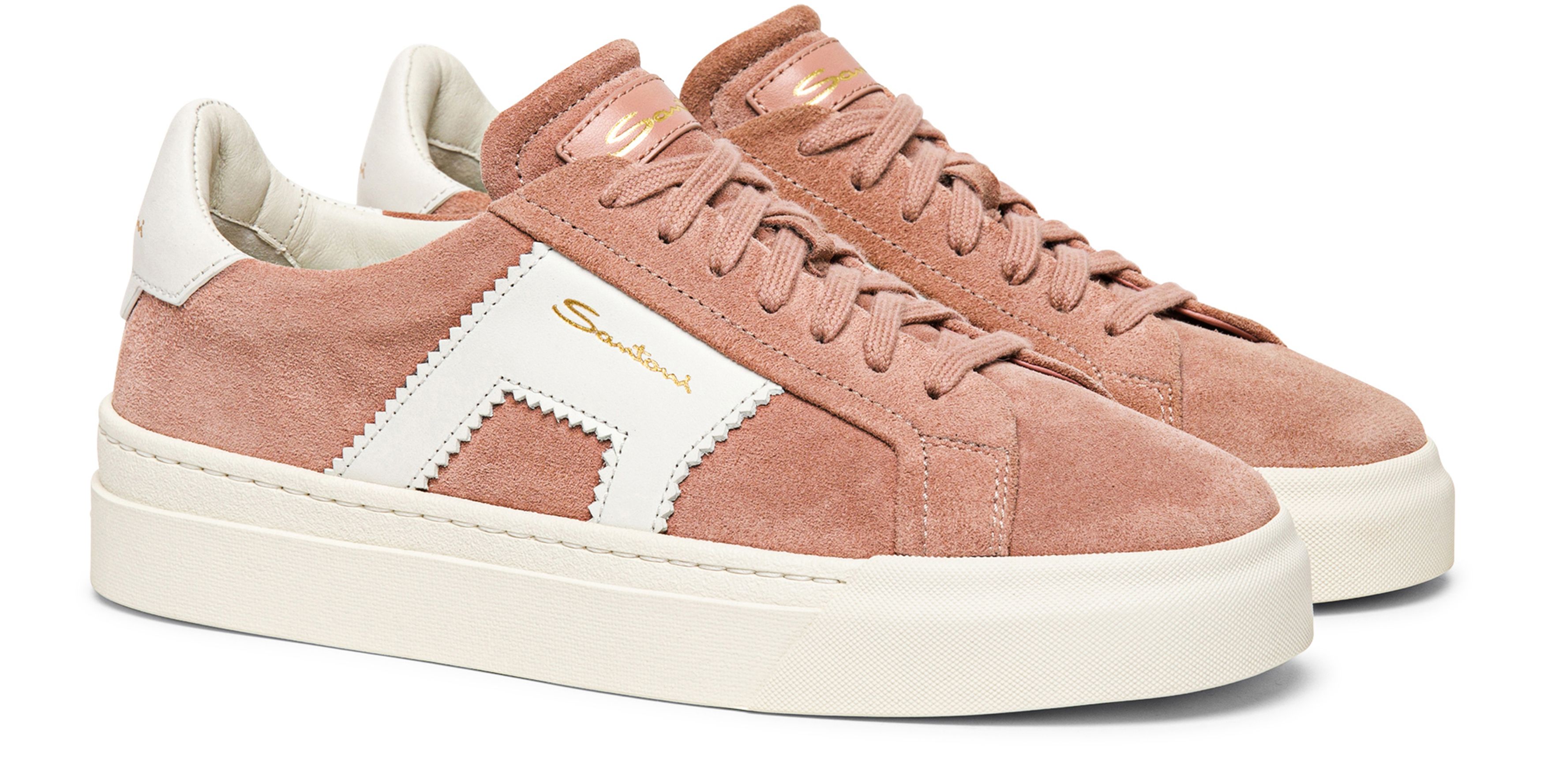 Santoni Leather double buckle sneakers