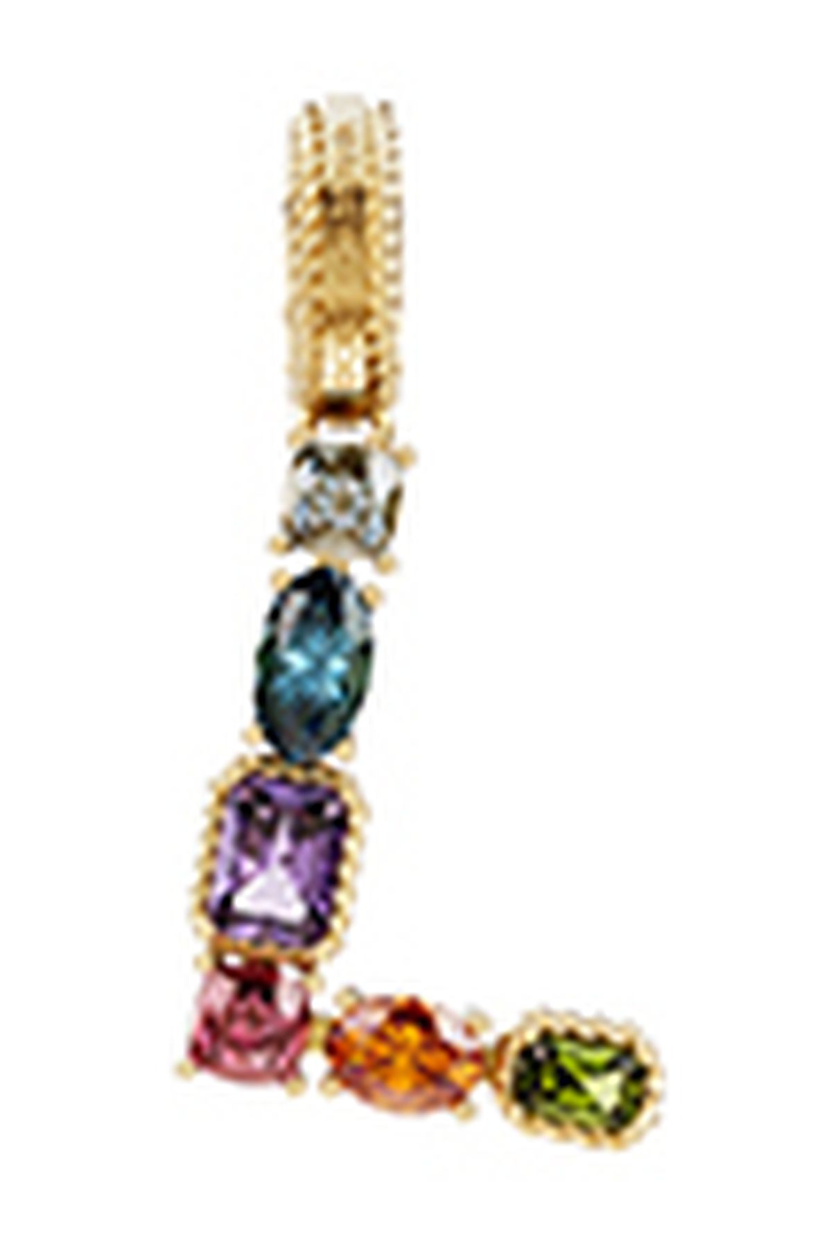 Dolce & Gabbana Rainbow alphabet L 18 kt yellow gold charm with multicolor fine gems