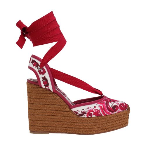 Dolce & Gabbana Rope-soled wedges in printed brocade fabric