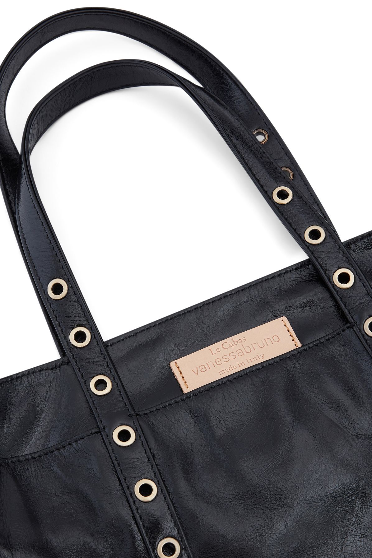  Crinkled leather L cabas tote bag