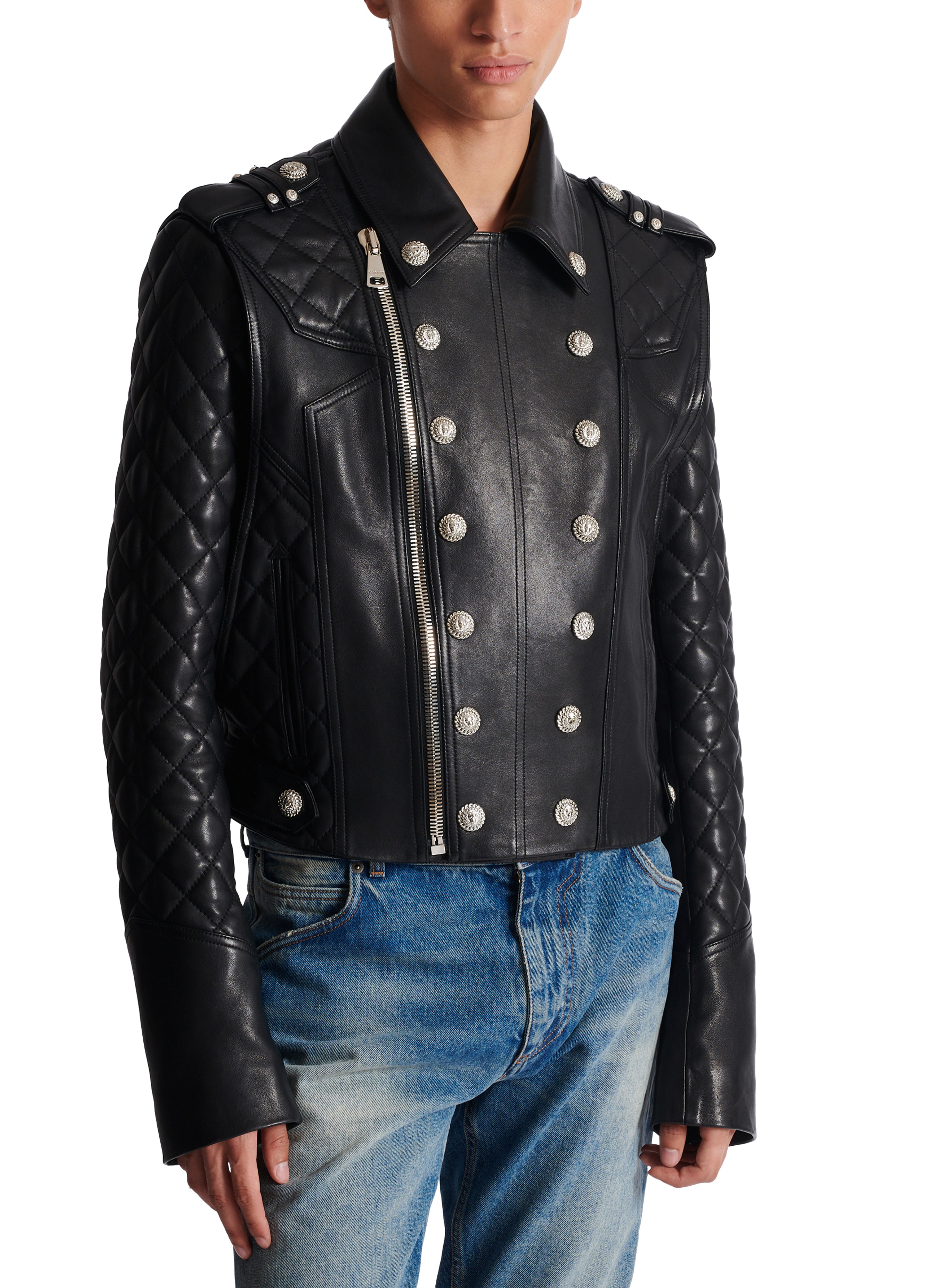 Balmain Quilted Leather Biker Jacket