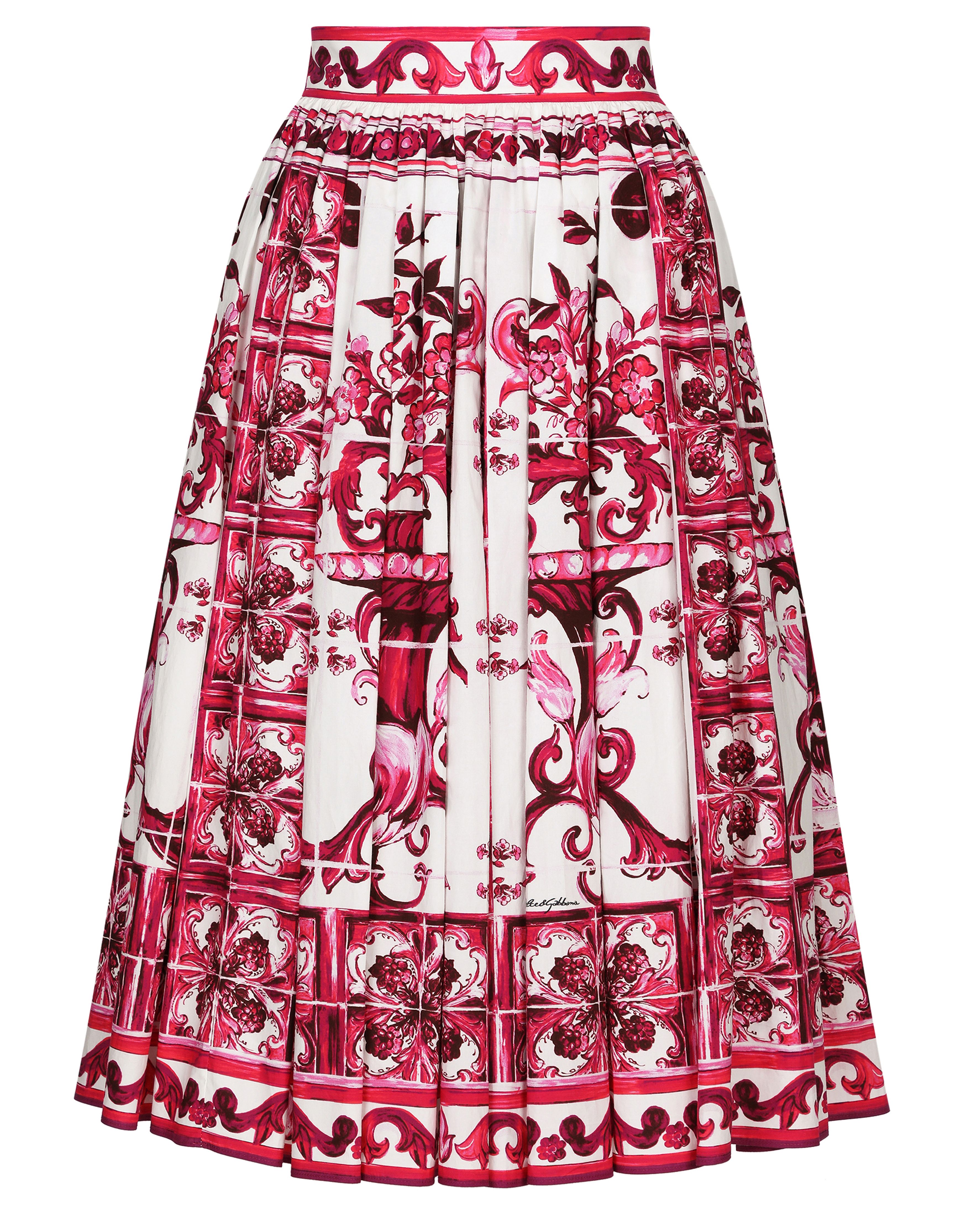 Dolce & Gabbana Midi Maiolica Printed Popeline Skirt