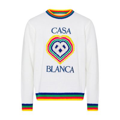 Casablanca Heart Boucle Brand crew neck sweater