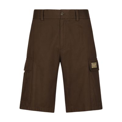 Dolce & Gabbana Cotton Cargo Bermuda Shorts with Logo Plaque