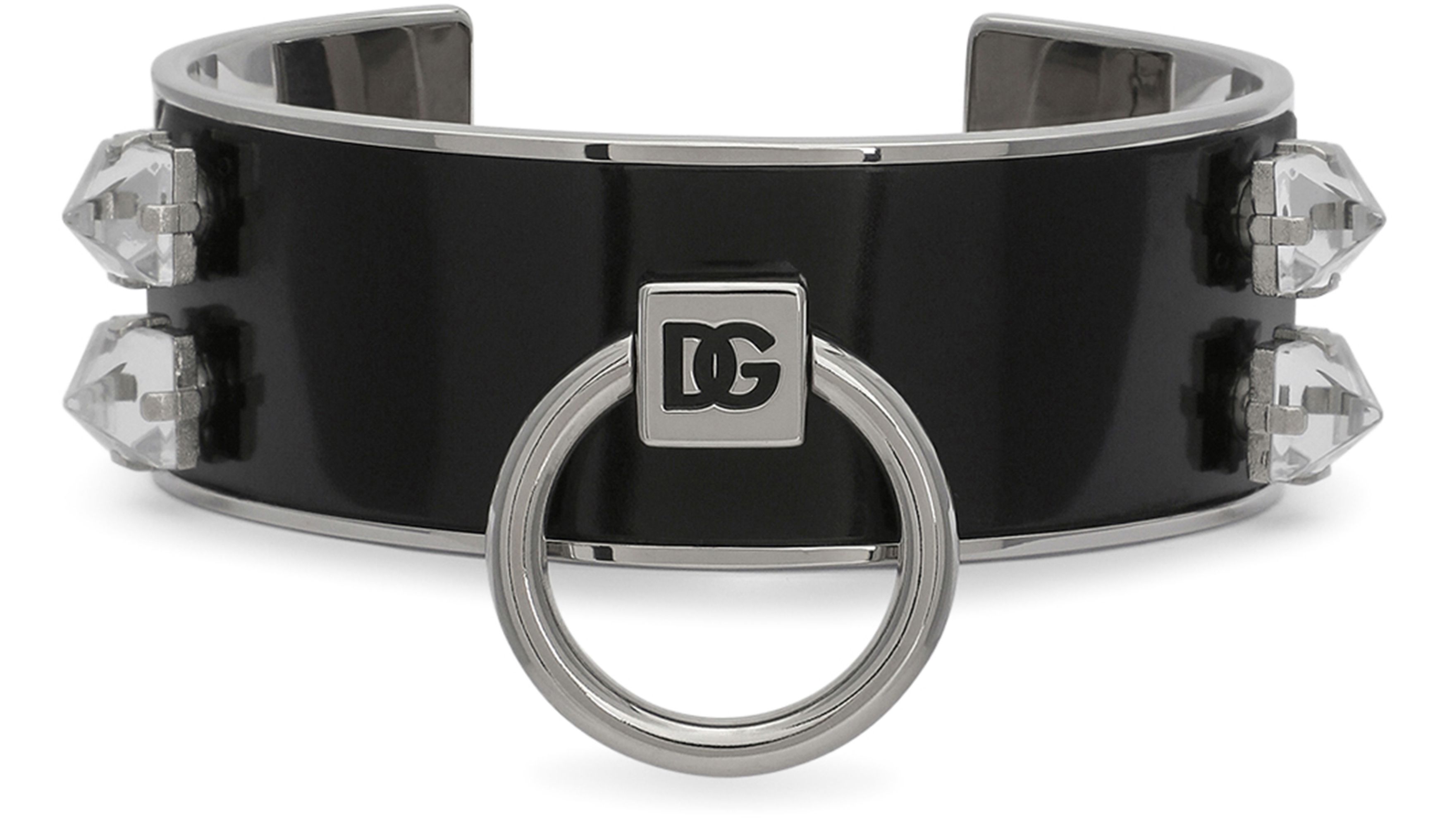 Dolce & Gabbana Leather and brass rigid bracelet