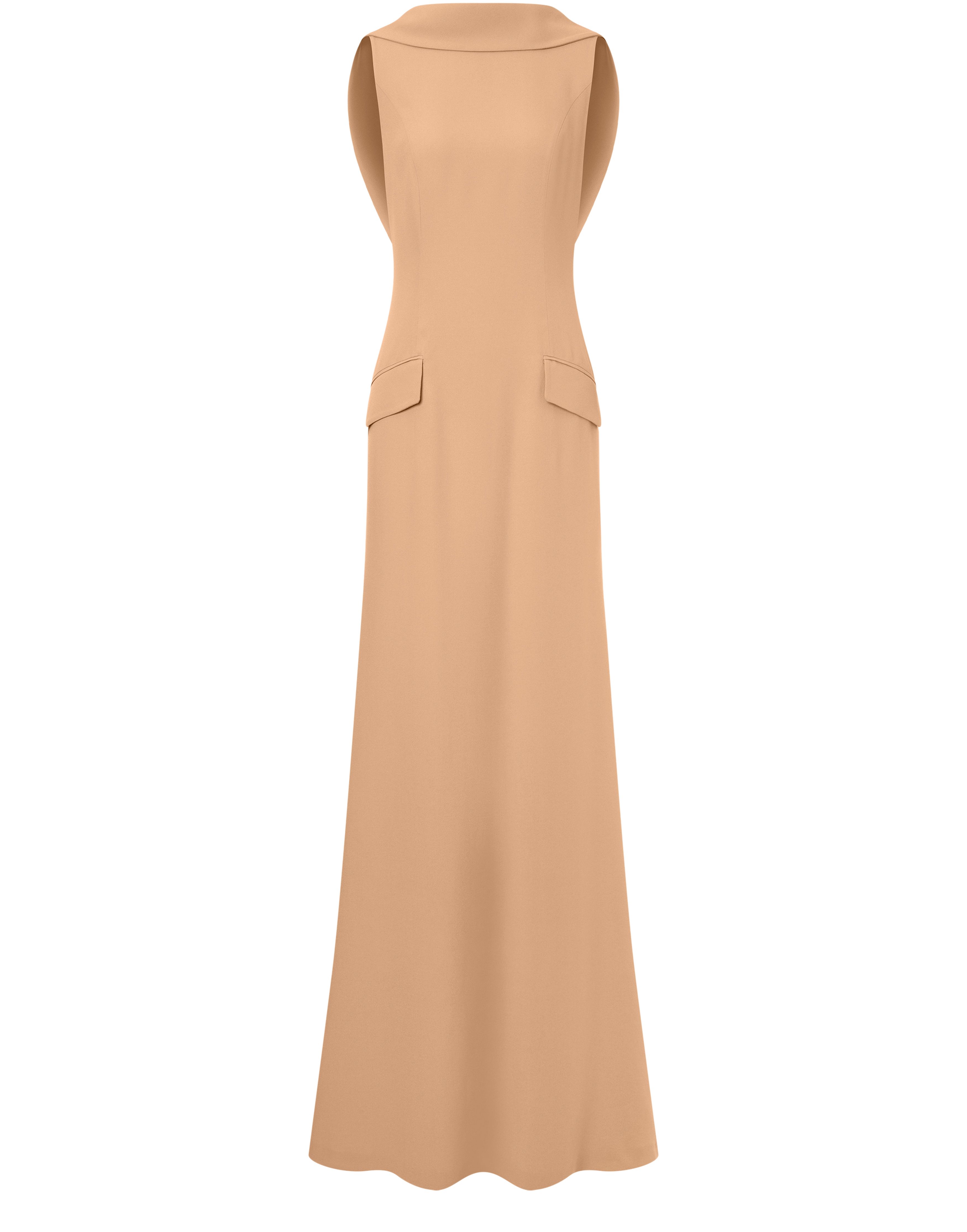 Alberta Ferretti Long enver satin dress with ruffles