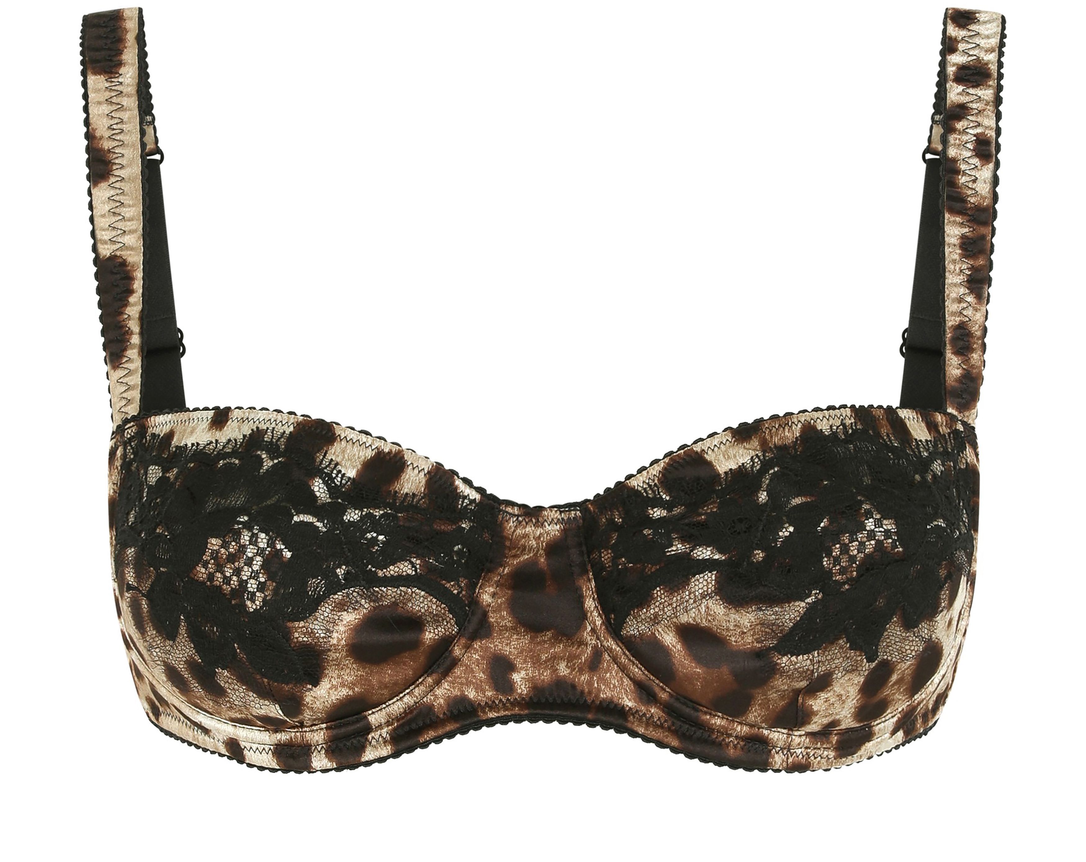 Dolce & Gabbana Leopard-print satin balconette bra with lace detailing