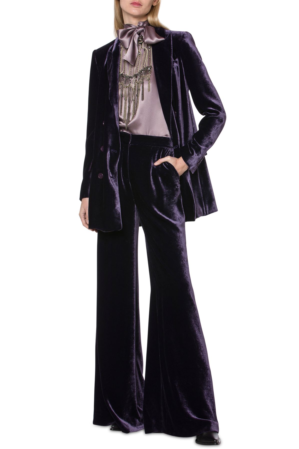 Alberta Ferretti Velvet palazzo trousers