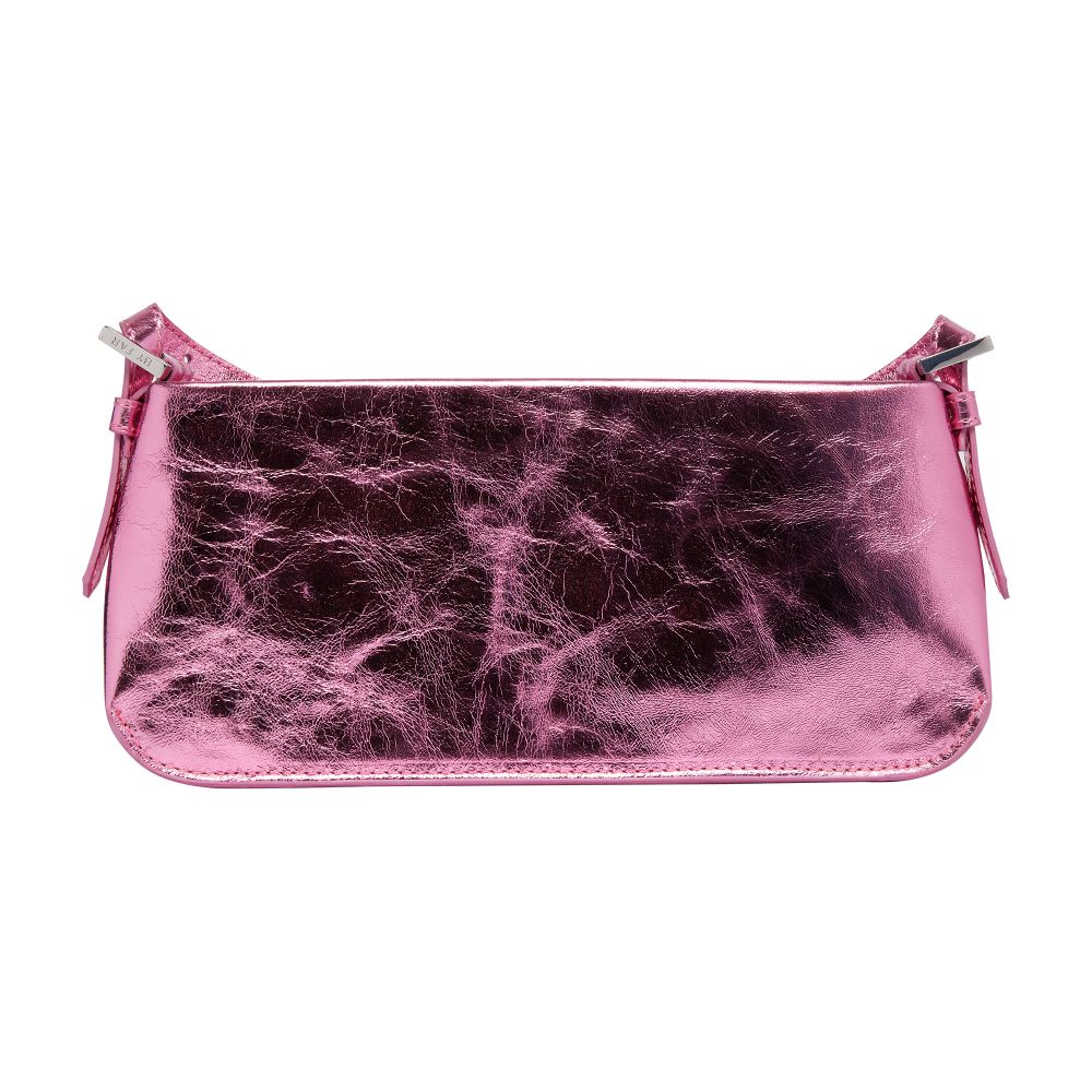 BY FAR Dulce lipstick metallic leather bag