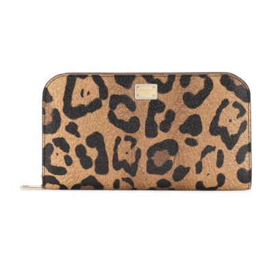 Dolce & Gabbana Leopard-print Crespo zip-around wallet with branded plate