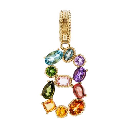 Dolce & Gabbana 18 kt yellow gold rainbow pendant with multicolor finegemstones representing number 8