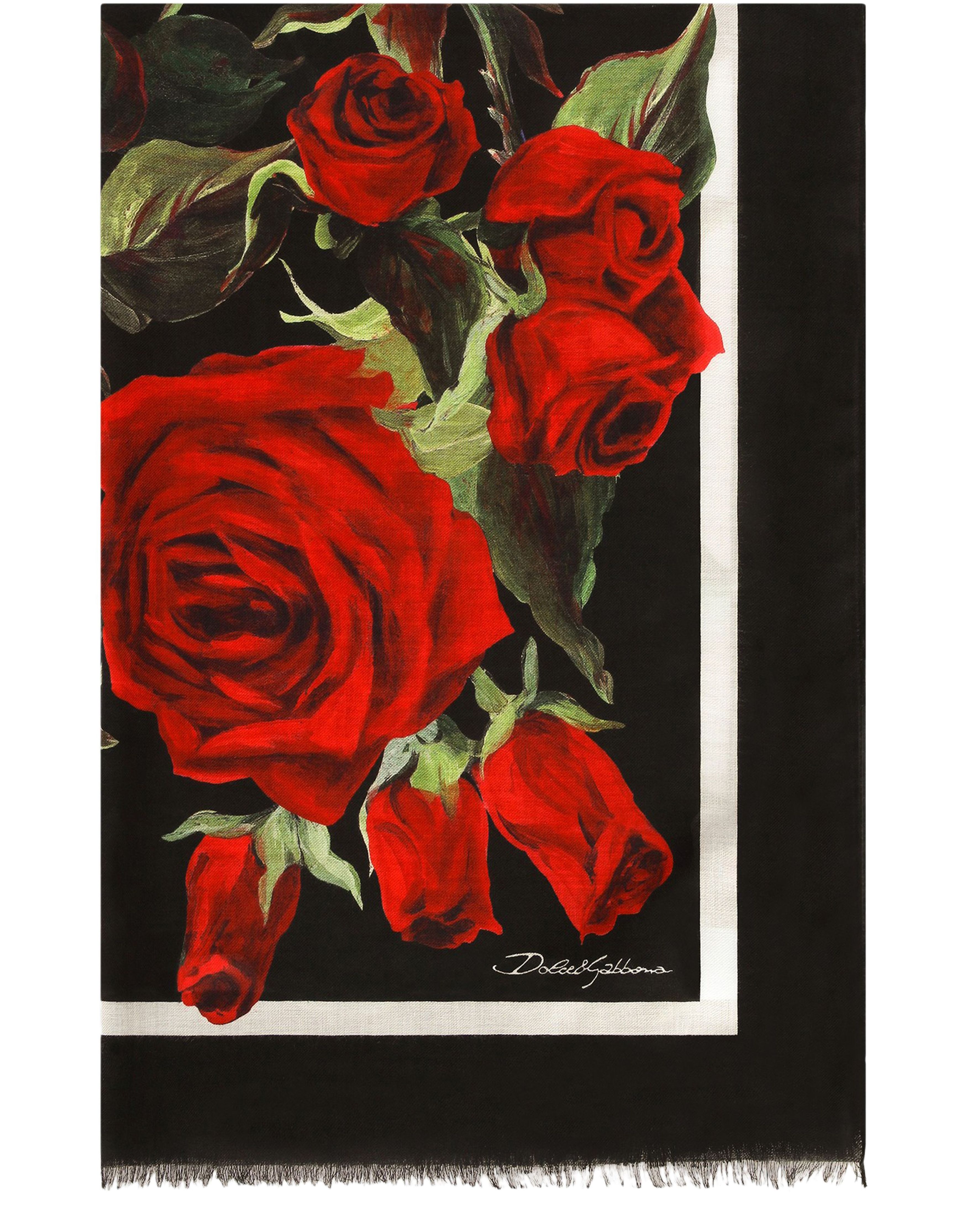 Dolce & Gabbana Printed rose modal and silk scarf