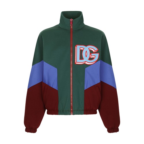 Dolce & Gabbana Mixed-fabric jacket with DG patch