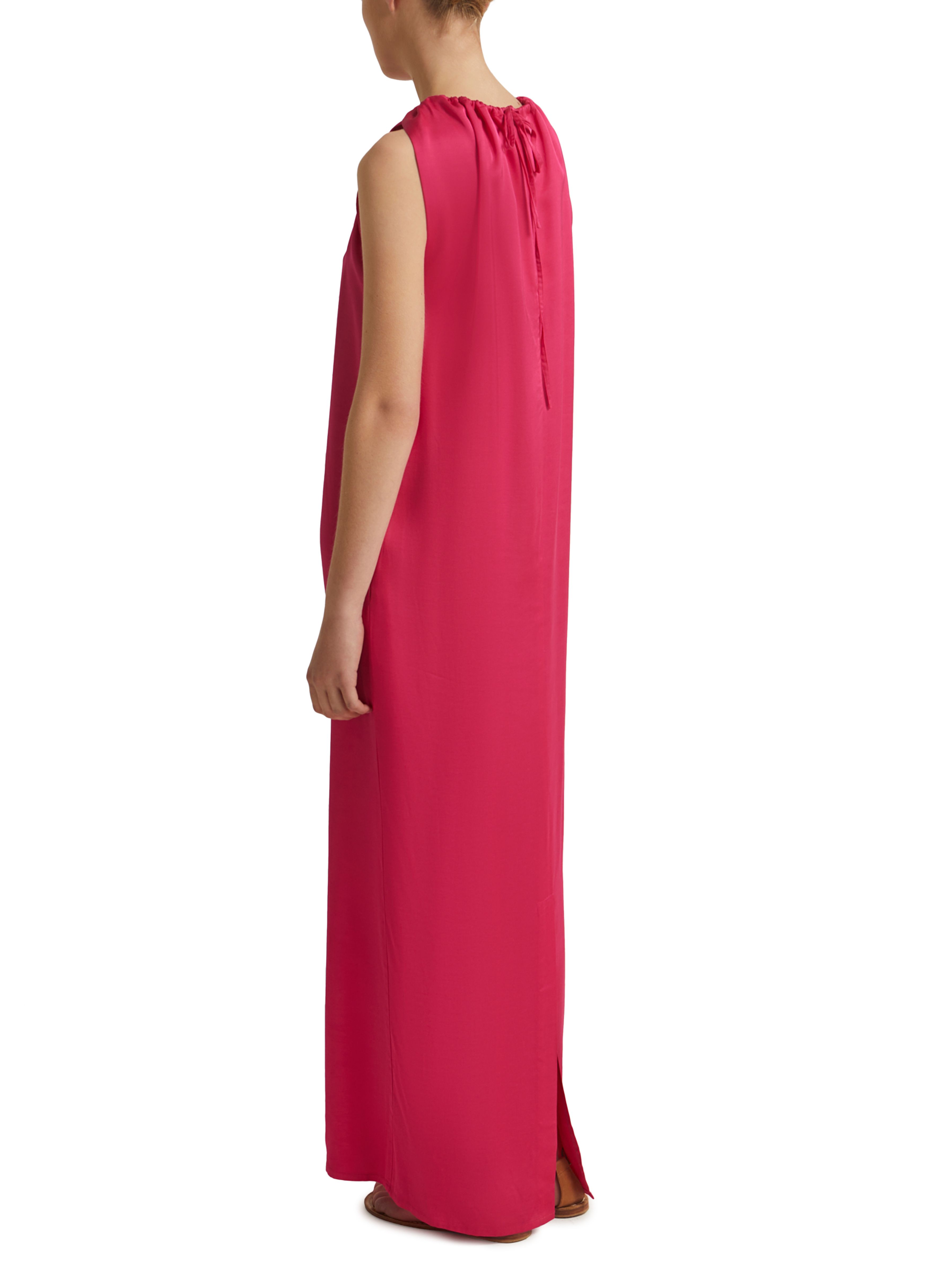 Yves Salomon Long Dress With Drawstring Satin Neckline