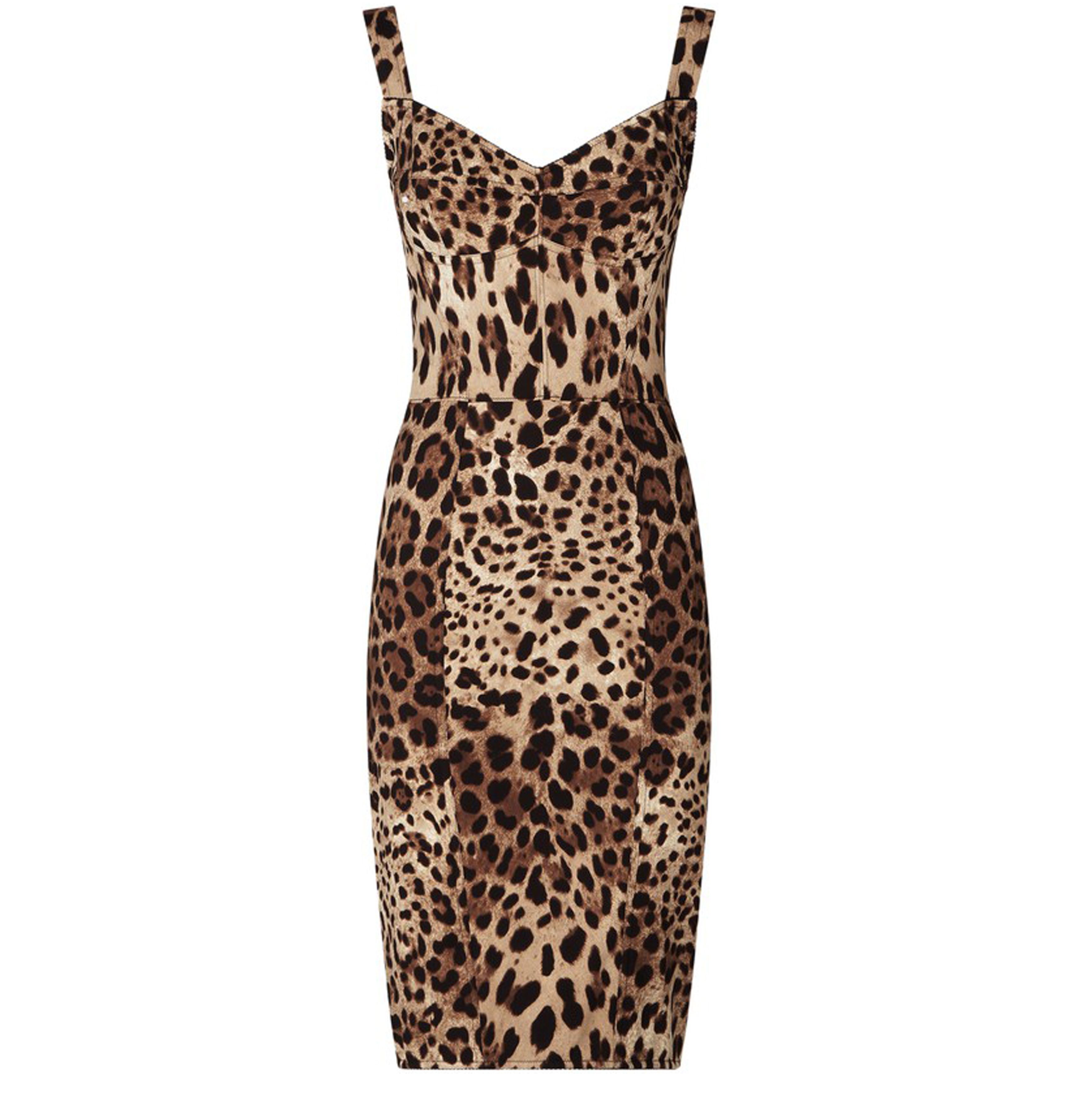 Dolce & Gabbana Leopard-print cady corset-style midi dress