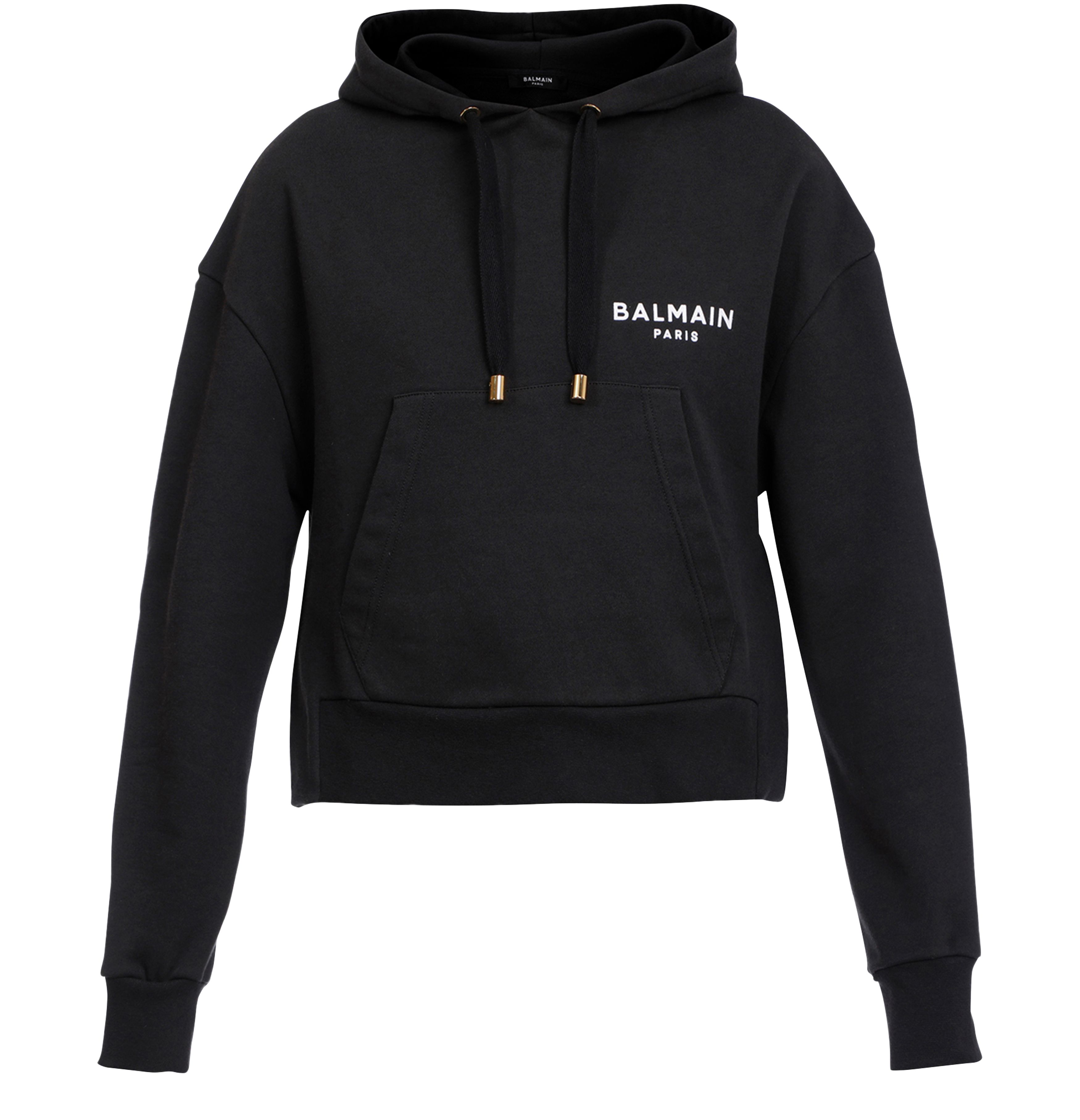 Balmain Eco-designed cotton sweatshirt with flocked Balmain logo