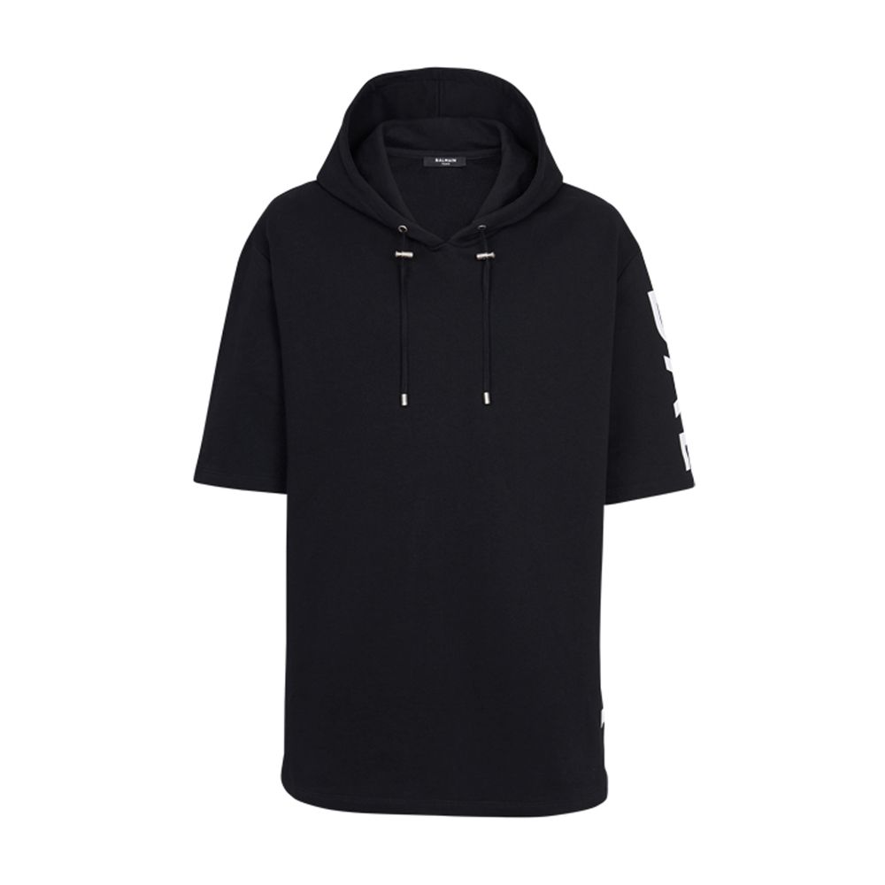 Balmain Oversized hooded cotton sweatshirt with Balmain Paris logo print