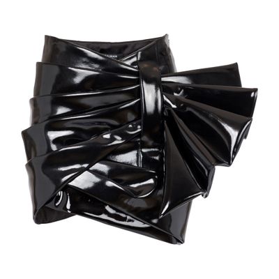 Balmain Short Draped Vinyl Skirt